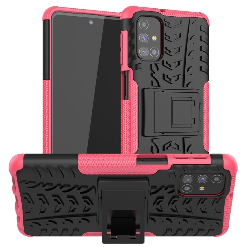 Case Samsung Galaxy M51 #เคสฝาหลังกันลื่น Cool Tyre Pattern Kickstand (PC + TPU)