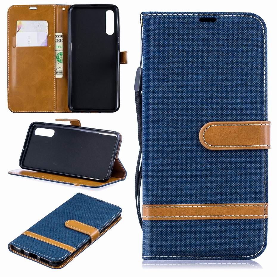 Case Samsung Galaxy A70 #เคสฝาพับหนัง PU พร้อมสายคล้องมือ สีสันสดใส