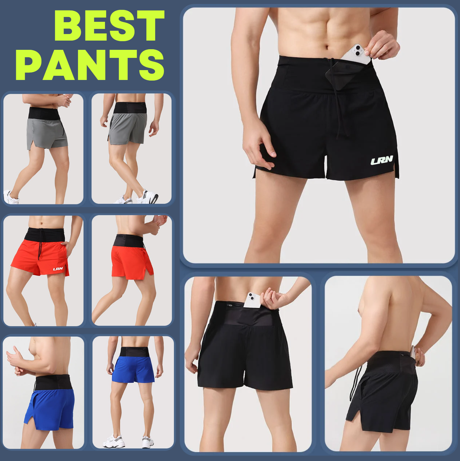 กางเกงวิ่งขาสั้น วิ่งมาราธอน วิ่งเทรล 3" ใส่สบาย มีกระเป๋าใส่ของที่รอบเอว ไม่มีซับใน โลโก้เรืองแสง (F03)