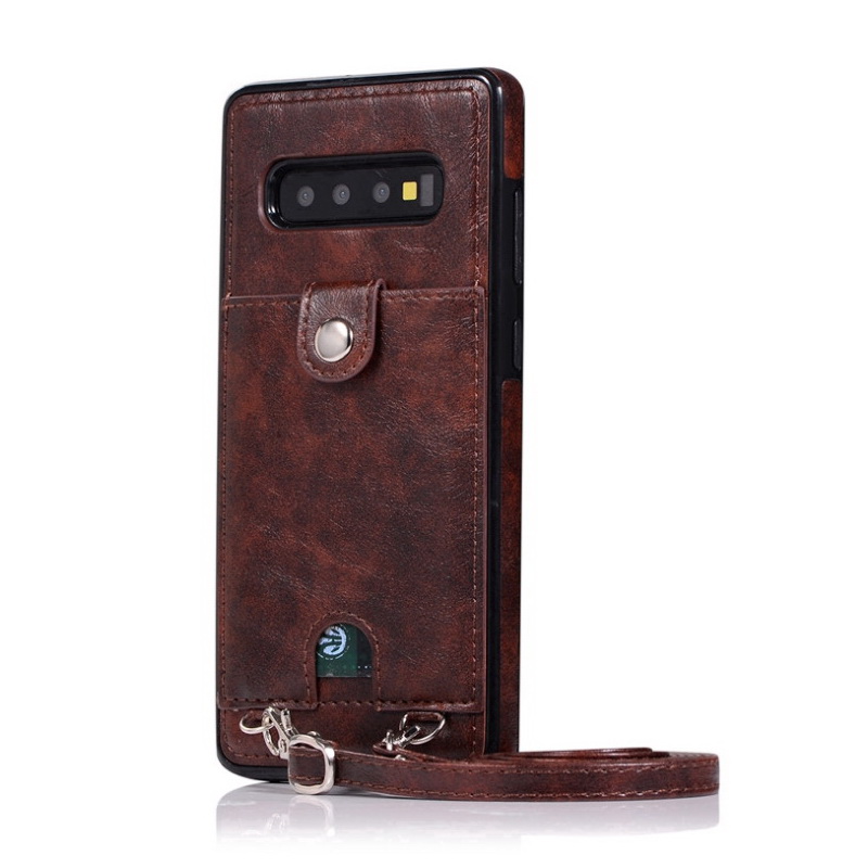 Case Samsung Galaxy S10 #เคสฝาหลัง TPU หุ้มหนัง PU พร้อมสายคล้อง