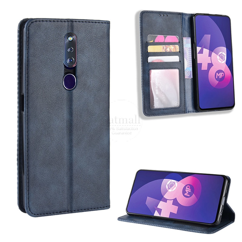 เคส OPPO F11 Pro #เคสฝาพับปกหนังสไตล์วินเทจดูดซับอัตโนมัติแบบกระเป๋าสตางค์