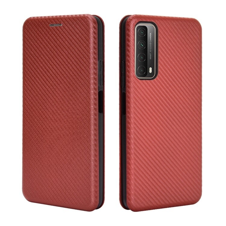 เคส Huawei Y7a #เคสฝาพับลายคาร์บอนไฟเบอร์มีช่องใส่การ์ด Carbon Fiber Wallet Card Slot Magnet Stand Phone Cover