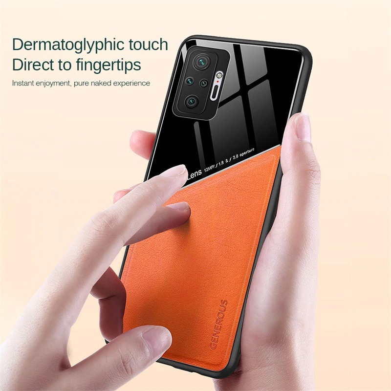 เคส OPPO Reno 6Z 5G #เคสฝาหลังไฮบริด PU +TPU + glass สีทูโทน Shockproof Leather Mirror Glass Silicone Phone Back Cover