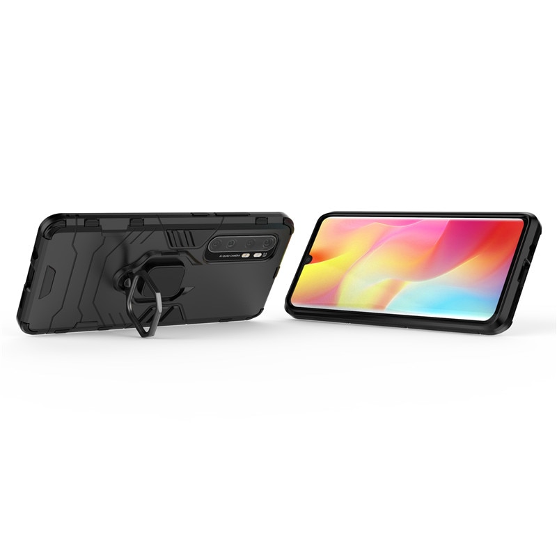 Case Xiaomi Mi Note 10 Lite #เคสฝาหลังพลาสติกแข็ง +TPU Hybrid Case มีแหวนสวมนิ้วโลหะ