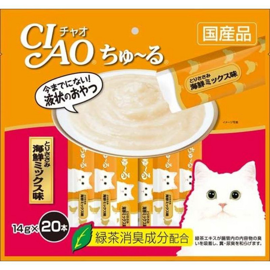 ปลีก 1 ชิ้น แมวเลีย CIAO รสไก่+ซีฟู้ด