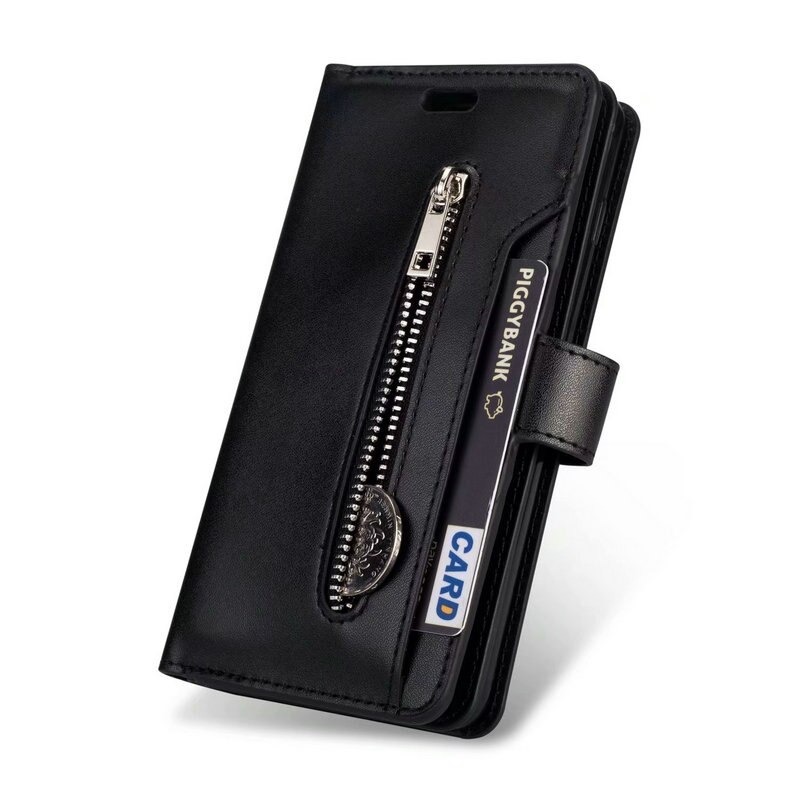 Case iPhone 12 / 12 Pro#เคสฝาพับแบบกระเป๋าสตางค์ช่องใส่บัตรหลายช่อง Multi-slot Wallet Zippered Leather พร้อมสายคล้อง