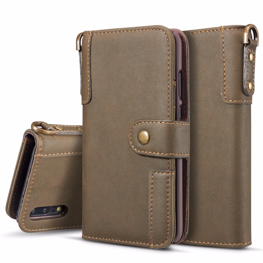Case Huawei P20 Pro #เคสฝาพับหนังแยกแบบกระเป๋าสตางค์สไตล์ย้อนยุคพับตั้งได้ Retro Style Split Leather Wallet