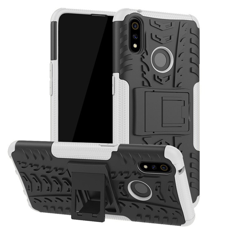 เคส realme 3 Pro #เคสฝาหลังกันลื่น Cool Tyre Pattern Kickstand (PC + TPU)