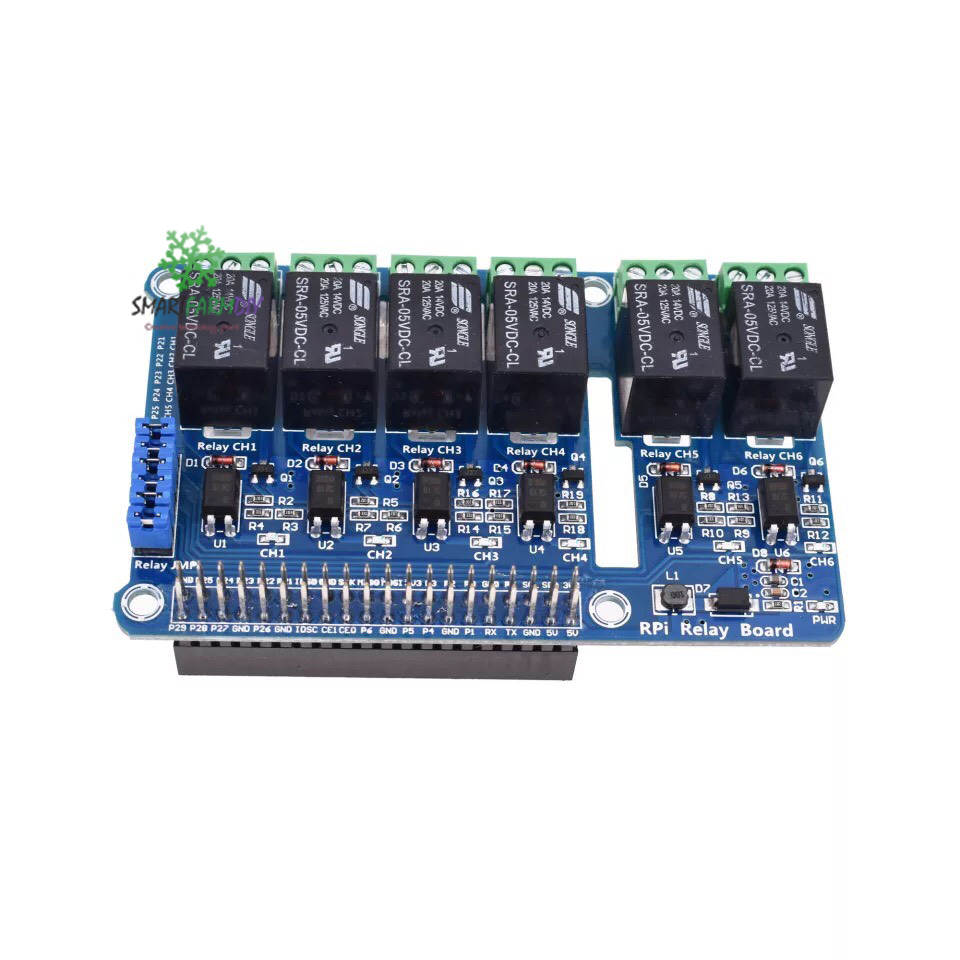 บอร์ดเสริม 6-Channel Raspberry Pi Relay
