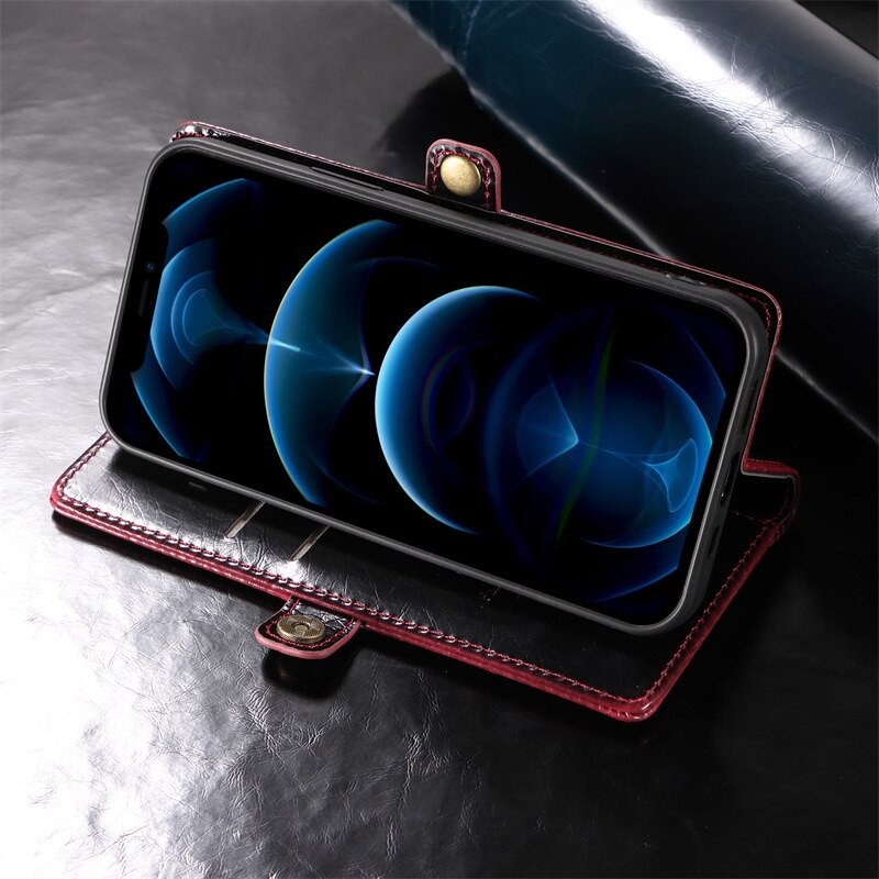 เคส iPhone 13 Pro Max#เคสฝาพับปกหนังสไตล์วินเทจแบบกระเป๋าสตางค์ Retro Lustre Folio Wallet Case