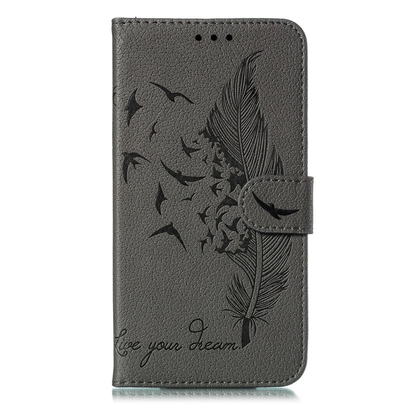 เคส Samsung Galaxy S20 Ultra / S20 Ultra 5G #เคสฝาพับแบบกระเป๋าสตางค์หนัง PU พิมพ์ลายขนนก