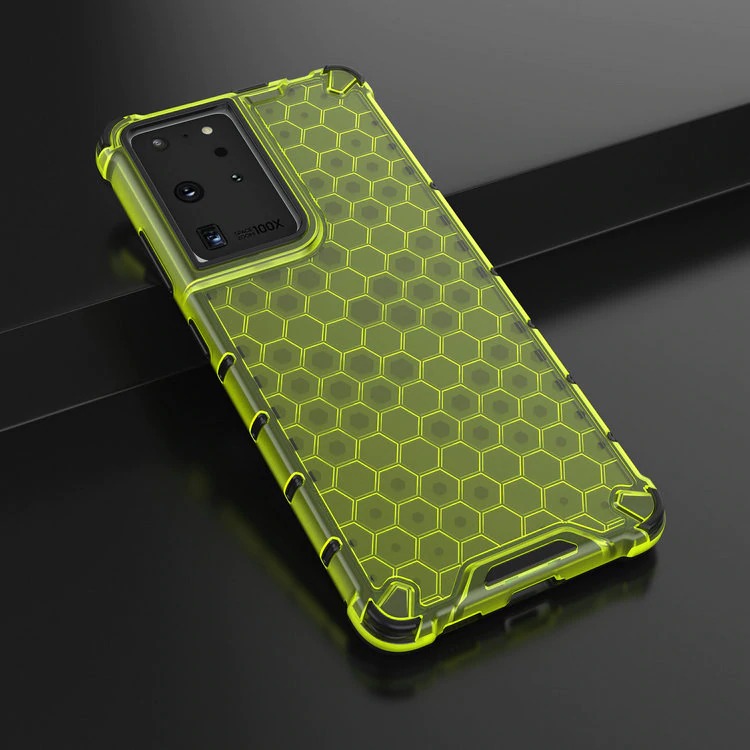 เคส Samsung Galaxy S21 Ultra #เคสฝาหลังกันกระแทก Honeycomb Shock Absorber TPU + PC + Silicone Hybrid