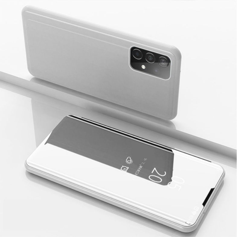 Case Samsung Galaxy A53 5G #เคสฝาพับปกโปร่งแสงผิวเงา Electroplating Mirror Surface Window View