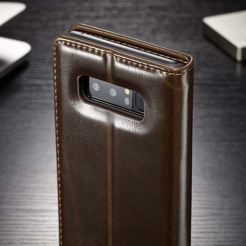 Case Samsung Galaxy S10 #เคสฝาพับแบบกระเป๋าสตางค์ CASEME Oil Wax Crazy Horse Wallet Leather