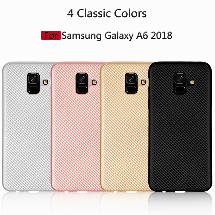 เคส Samsung A6 2018 #เคสฝาหลังนิ่ม Soft TPU คาร์บอนไฟเบอร์ผิวป้องกันลายนิ้วมือ