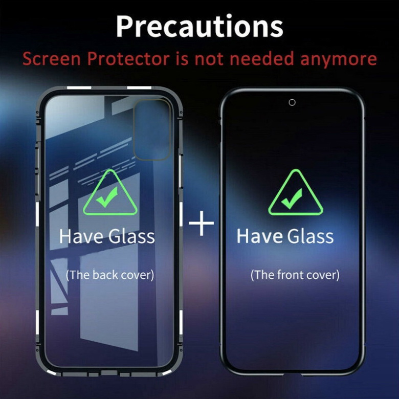 Case OPPO A15#เคสฝาครอบกระจกขอบโลหะดูดซับแม่เหล็ก Fully Protection Magnetic Adsorption Glass Metal Phone Protective