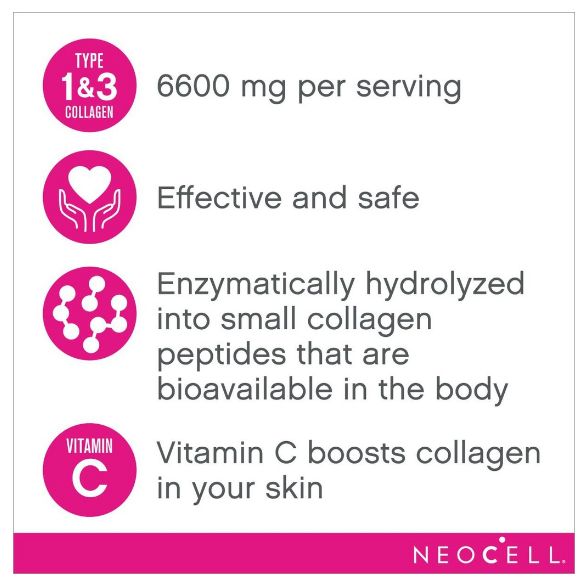 (Pro Order) นีโอเซลล์ คอลลาเจนชนิด 1&3 + วิตามินซี Neocell Super Collagen + C Type 1 & 3, 6000mg 120 Tablets บำรุงผิว ผม เล็บ และกระดูก