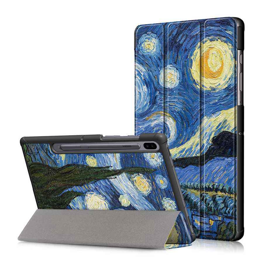 Case Samsung Galaxy Tab S6 T860 T865 #เคสฝาพับ 3 พับพิมพ์ลาย Pattern Printing PU Leather Tri-fold Stand