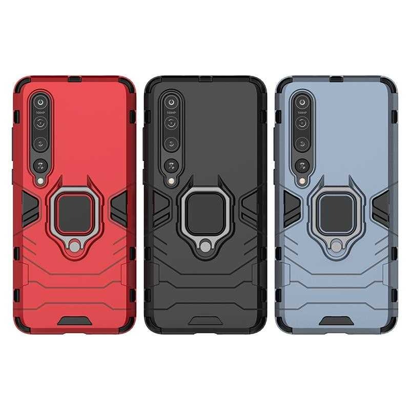 Case Xiaomi Mi Note 10 Pro #เคสฝาหลังพลาสติกแข็ง +TPU Hybrid Case มีแหวนสวมนิ้วโลหะ