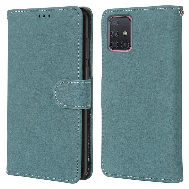 Case Samsung Galaxy A71 5G SM-A716F #เคสฝาพับหนัง PU ปกหนังสไตล์วินเทจผิวด้านแถบปิดแม่เหล็ก Vintage Matte Flip PU Leather Cover Magnetic Buckle Wallet Case Card Holder