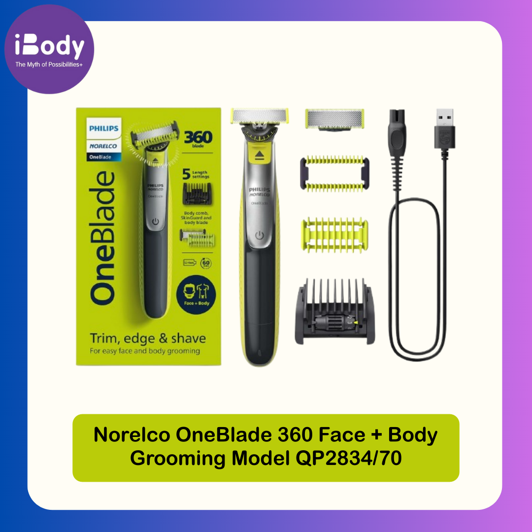 (Philips®) Norelco OneBlade 360 Face + Body Grooming Model QP2834/70 ชุดมีดโกน ใบหน้า + ร่างกาย