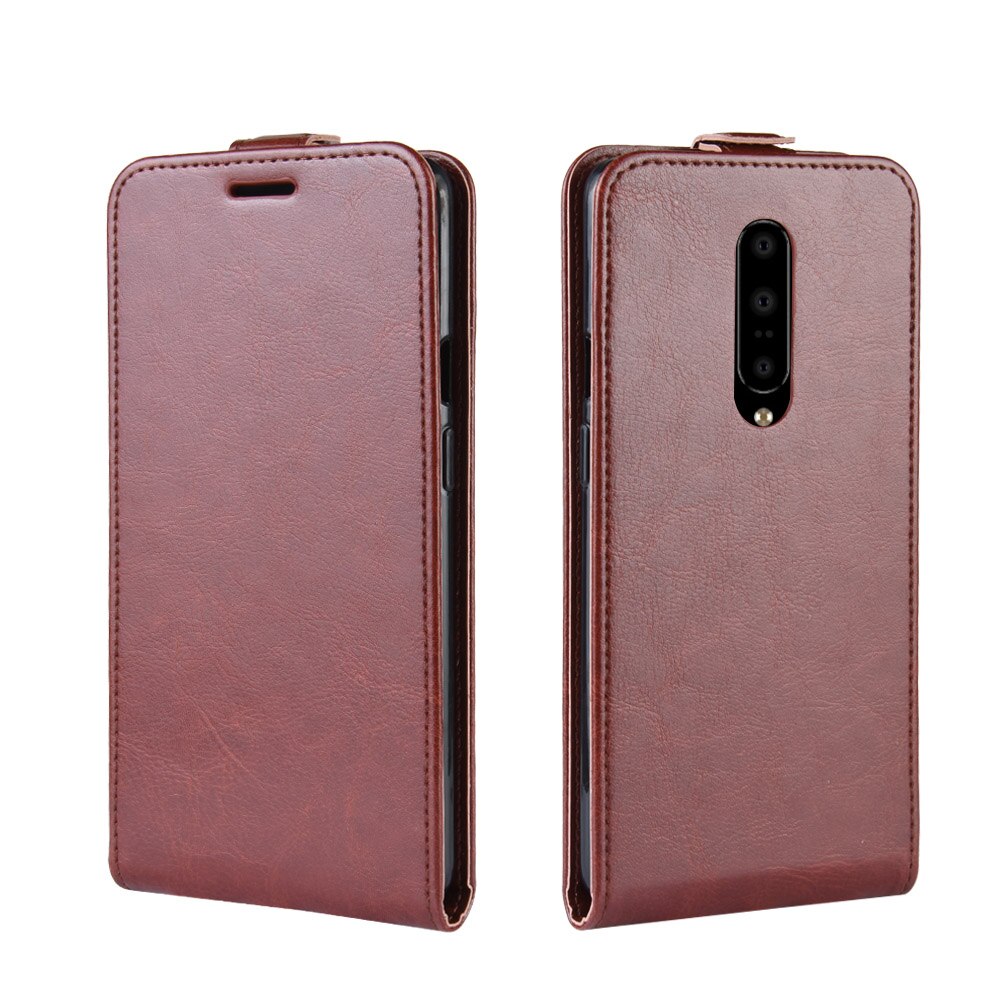 เคส OnePlus 7 Pro #เคสฝาพับหนัง PU ผิวหนังม้าแนวตั้ง Crazy Horse Vertical Leather