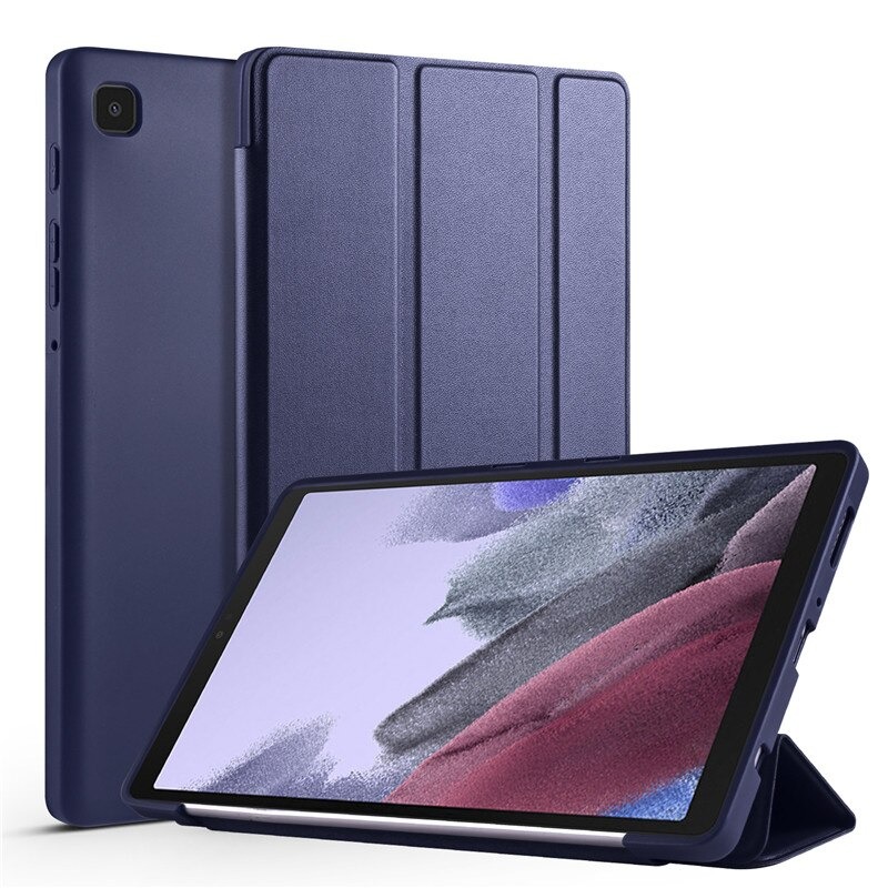 Case Samsung Galaxy Tab A7 Lite 8.7" (T220,T225) #เคสฝาพับหนัง PU แบบ 3 พับ Tri-fold Stand Design Shockproof PU Leather TPU Protective Case