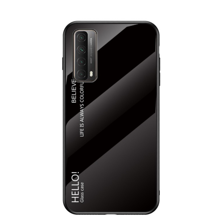เคส Huawei Y7a #เคสฝาหลัง Gradient Color Glass + PC + TPU Hybrid Case