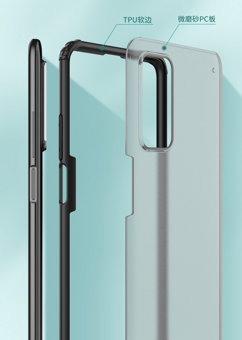 Case Xiaomi Mi 10T Pro #เคสฝาหลังโปร่งแสงสีขุ่นขอบทึบ +TPU Hybrid Case
