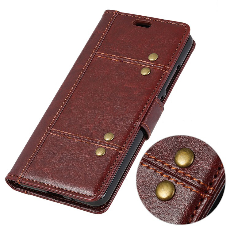 เคส Huawei P20 Lite / Nova 3e #เคสฝาพับหนัง PU ผิวหนังม้า Rivet Decor Crazy Horse Texture