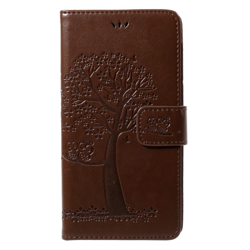 เคส Huawei Y7 (2017) #เคสฝาพับปั้มลายรูปต้นไม้ Imprint Tree Owl Leather Magnetic Wallet