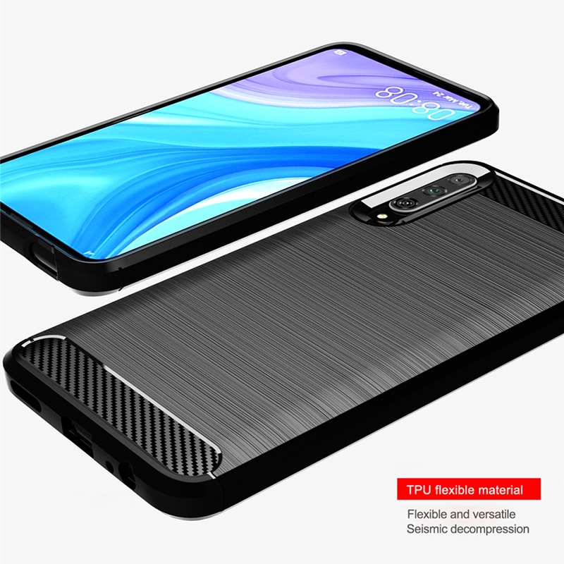 เคส Huawei Y9s #เคสคาร์บอนไฟเบอร์ ผิวขัดแปรง Brushered TPU Back Case