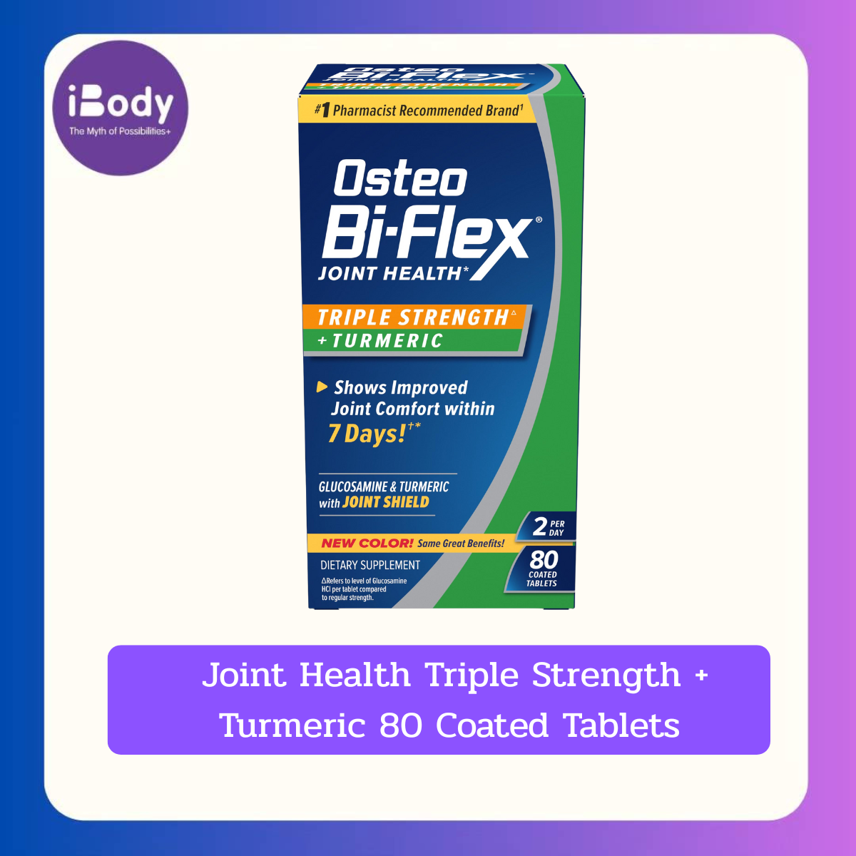 (Osteo Bi-Flex®) Joint Health Triple Strength + Turmeric 80 Coated Tablets อาหารเสริมสำหรับกระดูกและข้อต่อ และขมิ้นชันสกัด