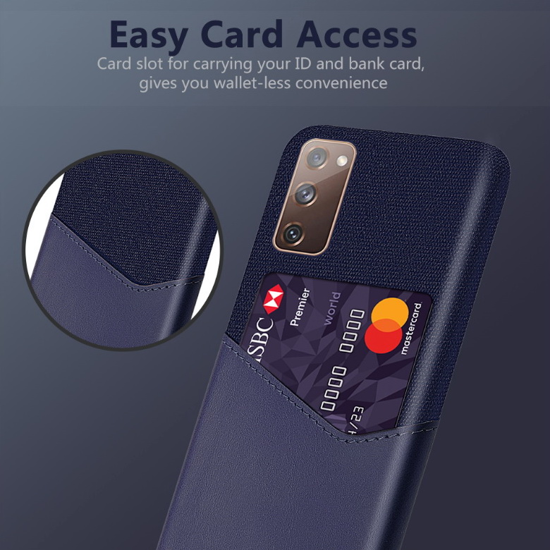 เคส Samsung Galaxy S20 FE / S20 FE 5G #เคสฝาหลัง Hybrid Protective มีช่องเสียบการ์ด Card Slot PC + PU Leather + Cloth