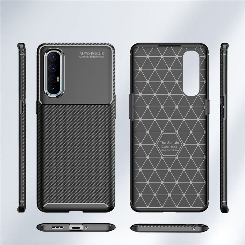 Case OPPO Reno 3 Pro 4G 6.4 นิ้ว #เคสฝาหลังนิ่ม Carbon Fiber Anti-drop TPU Protection