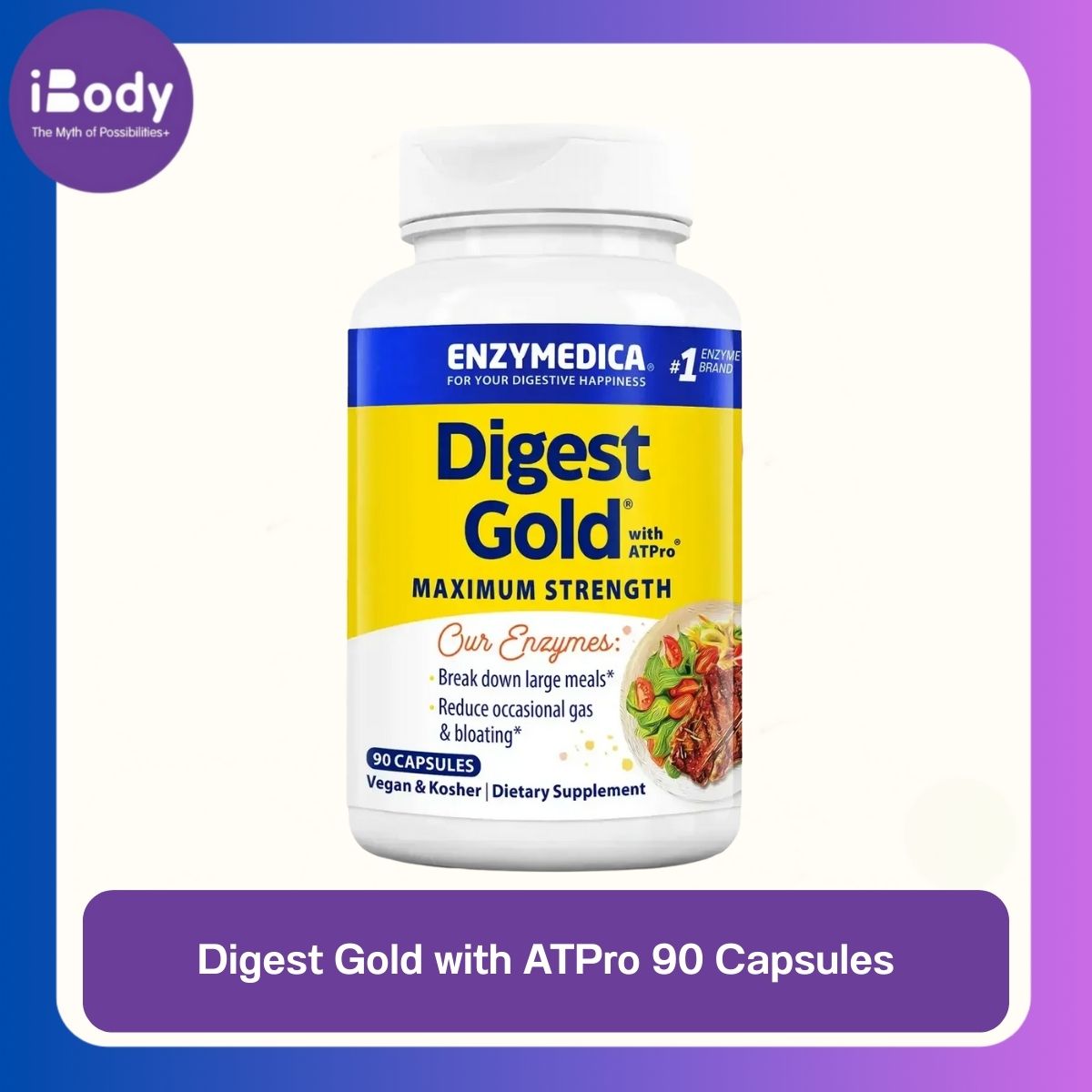 Enzymedica® Digest Gold with ATPro 90 Capsules เอนไซม์ย่อยอาหาร สุขภาพทางเดินอาหาร