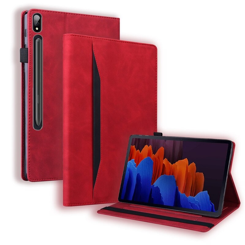 เคส Samsung Galaxy Tab S7 SM-T870 SM-T875 #เคสแบบฝาพับมีช่องเสียบบัตรด้านหน้า PU Leather Business Smart Folio Tablet Cover