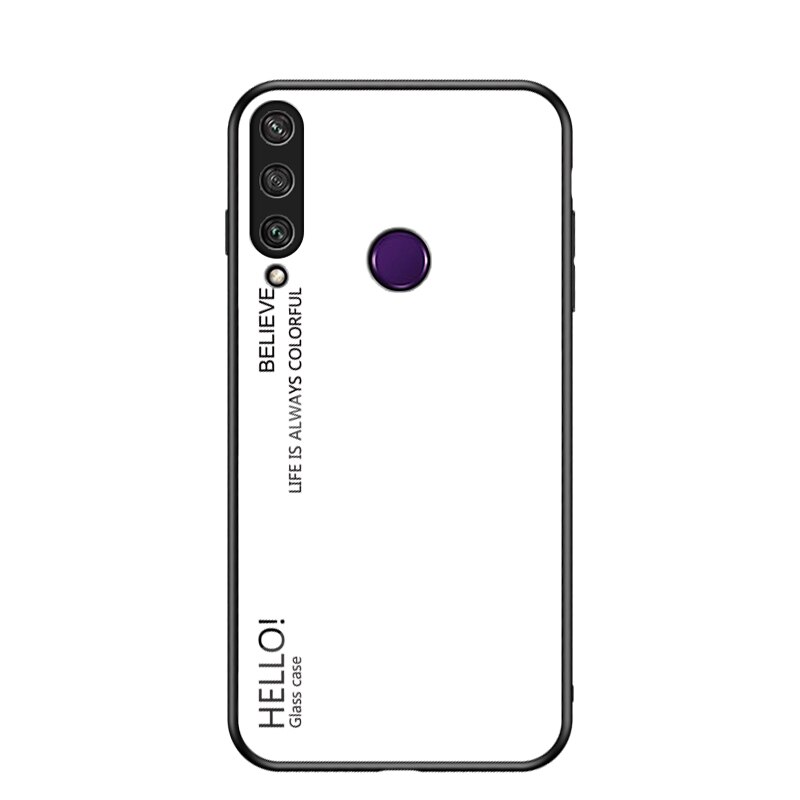 Case Huawei Y7p #เคสฝาหลัง Gradient Color Glass + PC + TPU Hybrid Case