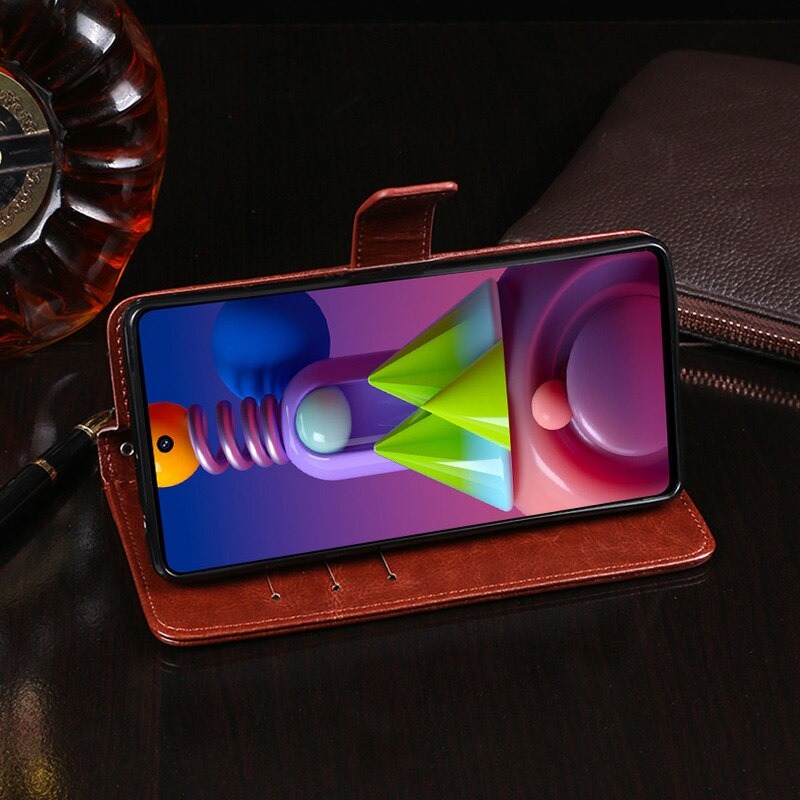Case Samsung Galaxy M51 #เคสฝาพับแบบกระเป๋าสตางค์หนัง PU ผิวหนังม้า Crazy Horse