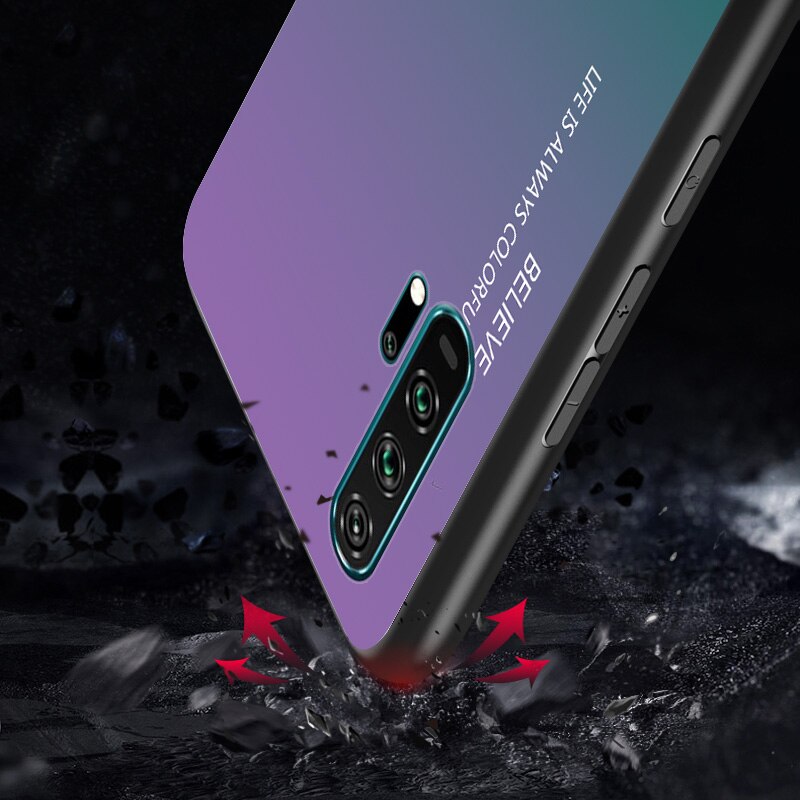 Case Huawei Y9s #เคสฝาหลัง Gradient Color Glass + PC + TPU Hybrid Case