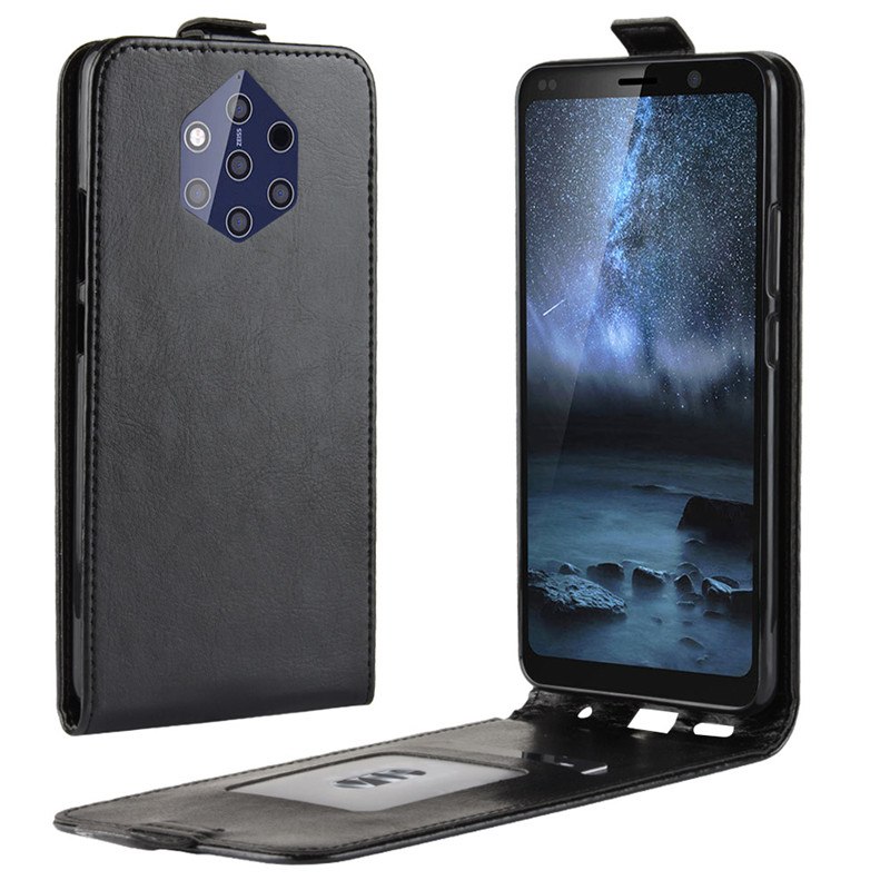 เคส Nokia 9 PureView #เคสฝาพับแนวตั้งหนัง PU ผิวหนังม้า Crazy Horse Skin Leather