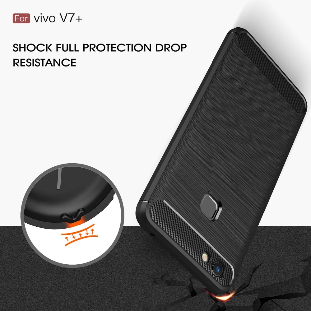 เคส Vivo V7 Plus #เคสคาร์บอนไฟเบอร์ ผิวขัดแปรง Brushered TPU Back Case