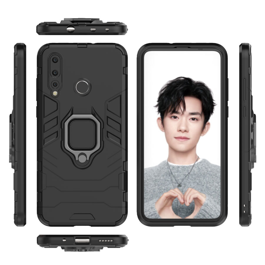 Case Huawei nova 4 #เคสฝาหลังพลาสติกแข็ง +TPU Hybrid Case มีแหวนสวมนิ้วโลหะ