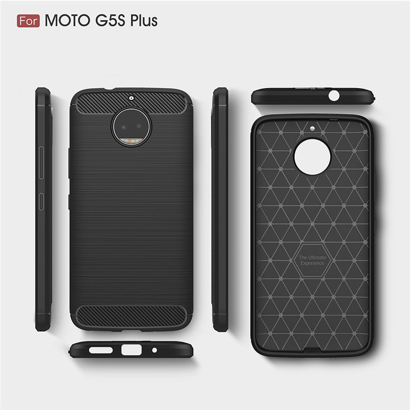 Case Moto G5S Plus #เคสฝาหลังTPUนิ่มผิวขัดแปรงตกแต่งคาร์บอนไฟเบอร์สวยงามทันสมัย