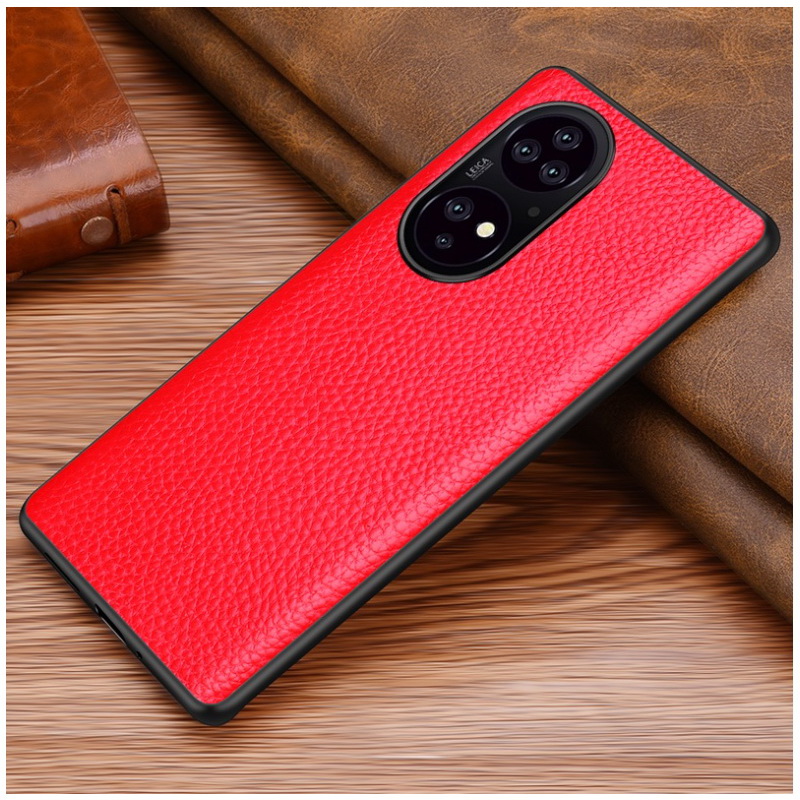 เคส Huawei P50 #เคสฝาหลังหนังแท้ผิวลิ้นจี่ Luxury genuine leather case
