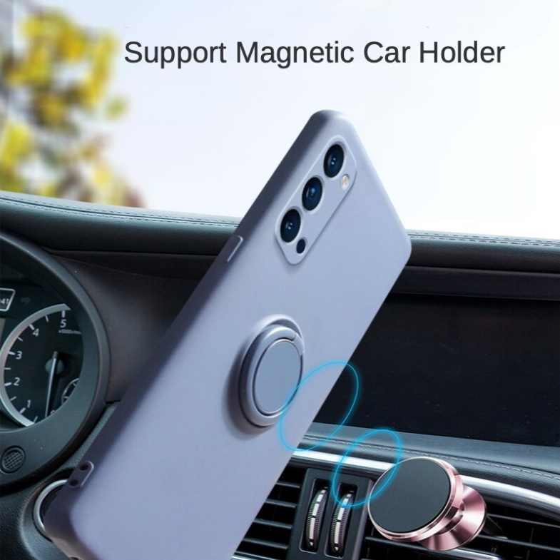 เคส OPPO Reno 5 Pro 5G #เคสฝาหลังซิลิโคนนิ่มมีแหวนสวมนิ้ว Liquid Silicone Back Case