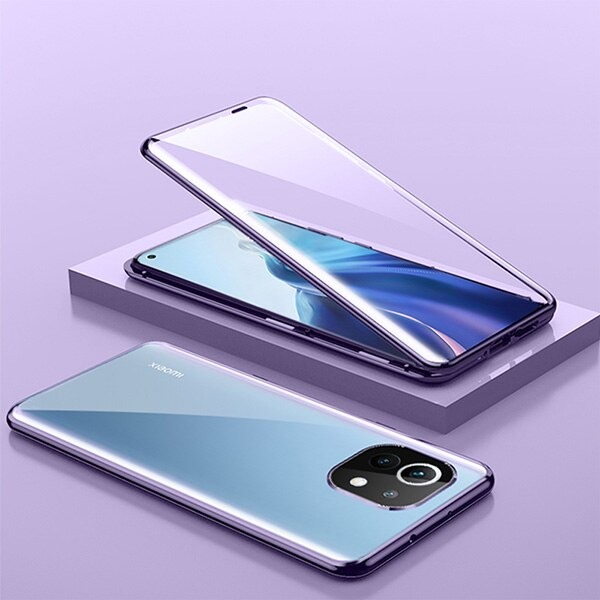 Case Xiaomi Mi 11 #เคสกระจกขอบโลหะประกบแม่เหล็กหน้าหลังมีป้องกันเลนส์กล้อง Fully Protection Magnetic Adsorption Glass Metal Phone Protective Built-in Camera Protection