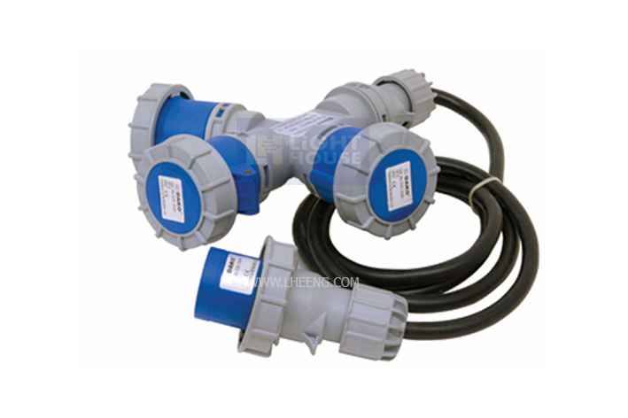 HTN-60131 "DAKO PLUG" ปลั๊กแยกสามทางกันน้ำ (2P+E) 16A 230V IP67