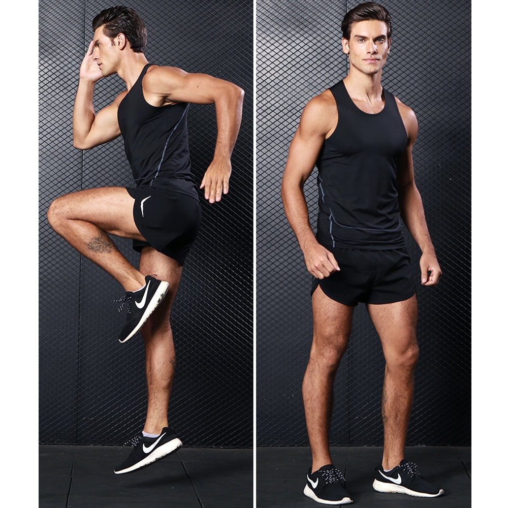 กางเกงวิ่งขาสั้นผู้ชาย วิ่งมารอธอน 2in1 แห้งเร็ว มีซิปกระเป๋าหลัง(F02)