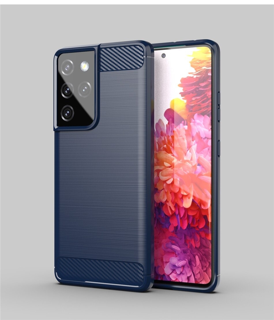 เคส Galaxy S21 Ultra 5G #เคสคาร์บอนไฟเบอร์ ผิวขัดแปรง Brushered TPU Back Case